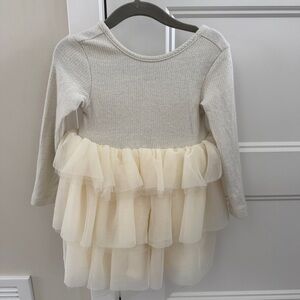 Hanna Andersson Cream Layered Tulle Sparkle Dress
